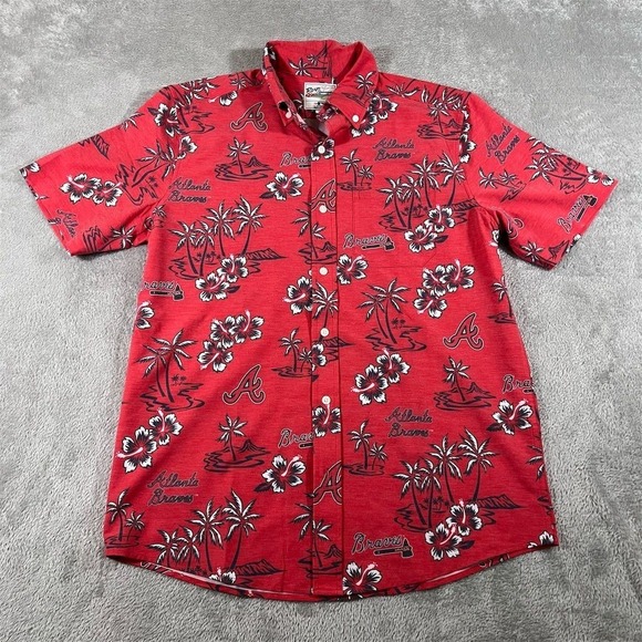 Atlanta Braves Reyn Spooner Hawaiian Shirt‎ Mens Small Red Short Sleeve